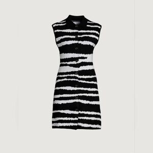 SAMSOE Black and White Patterned Mini Dress
